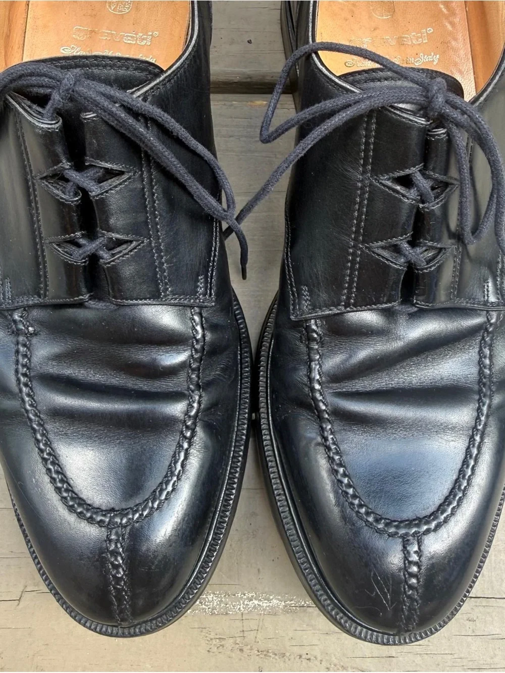 Gravati Black Leather Lace Up Dress Shoes size 8.5 W